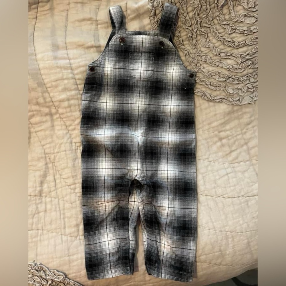 Janie & Jack 6-12m Buffalo Check Overalls